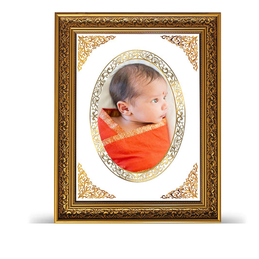 Diviniti Photo Frame With Customized Photo Printed on 24K Gold Plated Foil| Personalized Gift for Birthday, Marriage Anniversary & Celebration With Loved Ones|DG 093 Size 5