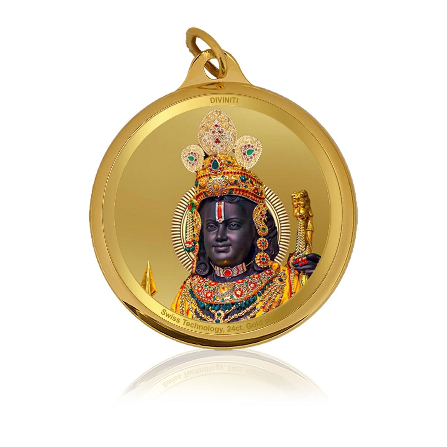 Diviniti 24K Gold Plated Ram Ji & Jai Shri Ram 22MM Double Sided Pendant For Men, Women & Kids