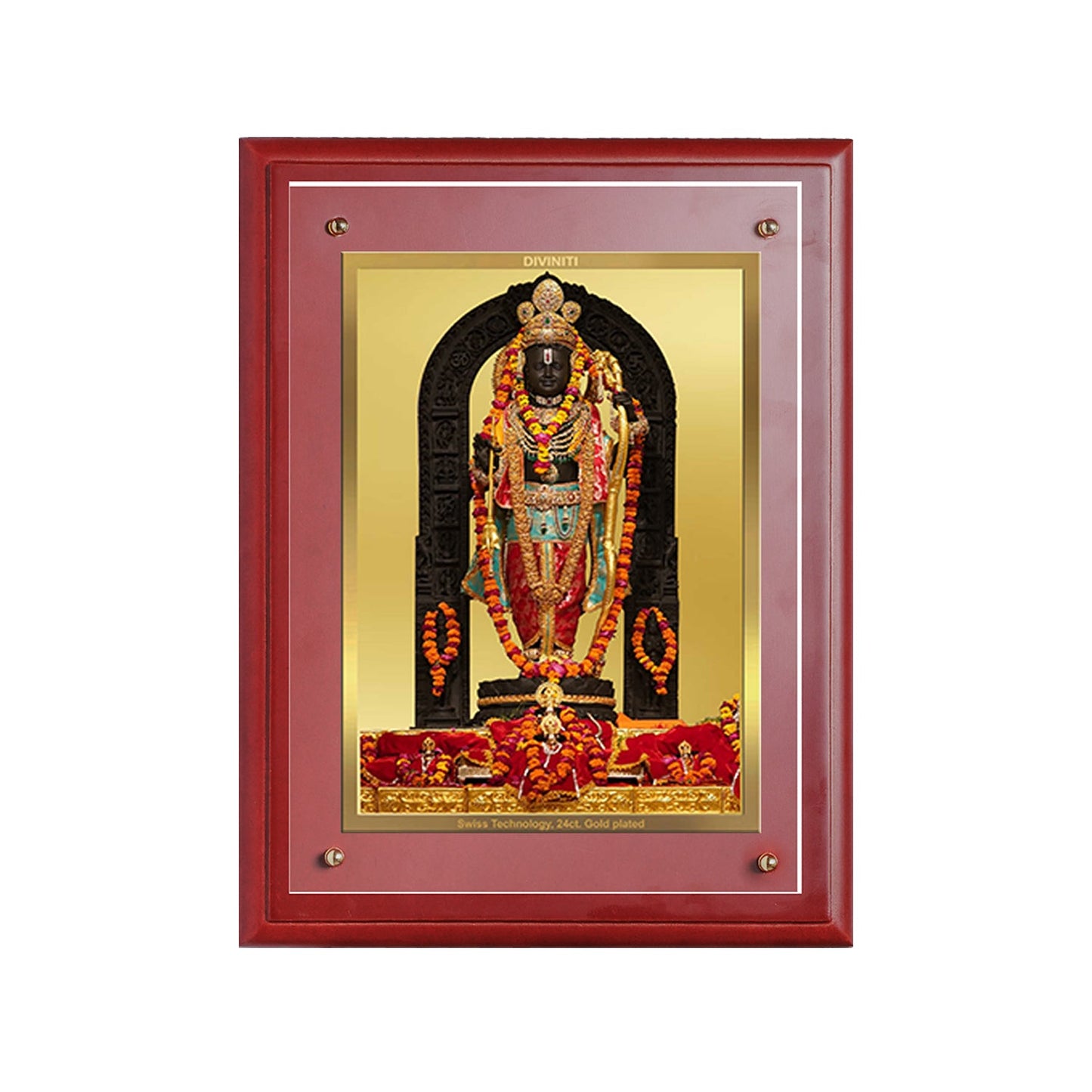 Diviniti 24K Gold Plated Ram Lalla Photo Frame For Home Decor, Wall Hanging Decor, Table, Puja Room & Gift (30 CM X 23 CM)