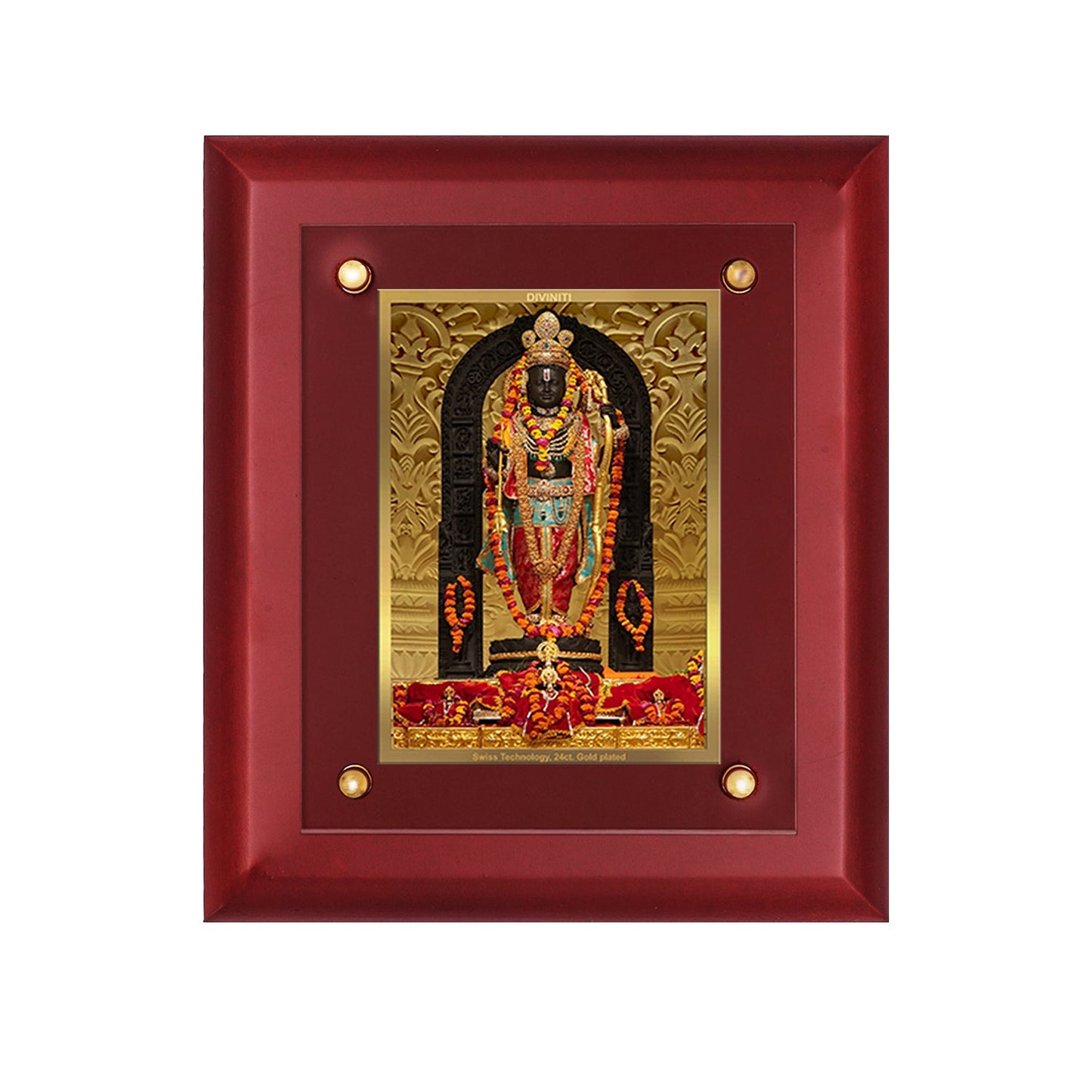 Diviniti 24K Gold Plated Ram Lalla Photo Frame For Home Decor, Wall Decor, Table, Puja Room & Gift (20 CM X 25 CM)