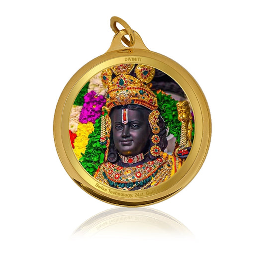 Diviniti 24K Gold Plated Ram Ji & Jai Shri Ram 28MM Double Sided Pendant For Men, Women & Kids