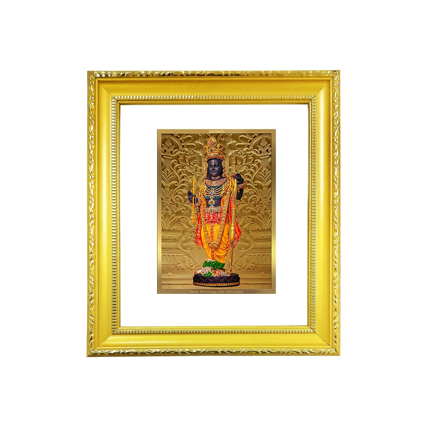 Diviniti 24K Gold Plated Ram Lalla Photo Frame For Home Decor, Table Decor, Wall Decor, Puja Room & Gift (13 CM X 15 CM)