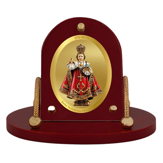 Diviniti 24K Gold Plated Infant Jesus Frame for Car Dashboard, Home Decor, Table & Office (8 CM x 9 CM)