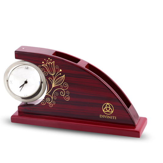 Customized Table Side Watch With MDF Pen & Card Holder For Corporate Gifting