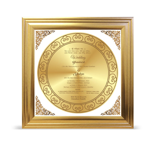 Diviniti Customized Designer Wedding Card on 24K Gold Plated Foil For Marriage Invitation