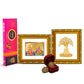 Diviniti Diwali Festival Combo Pack Of 24K Gold Plated Laxmi Ganesha and Boddhi Tree Photo Frame With 24K Gold Plated Laxmi Ganesha Coins & OMG Rose Incense Sticks For Deepawali Pooja