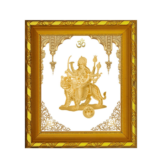 Diviniti 24K Gold Plated Durga Mata Photo Frame for Home Decor, Table (15 CM x 13 CM)