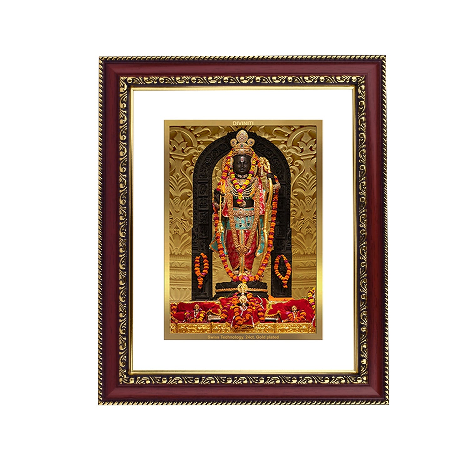 Diviniti 24K Gold Plated Ram Lalla Photo Frame For Home Decor, Table, Wall Hanging Decor, Puja Room & Gift (28 CM X 23 CM)