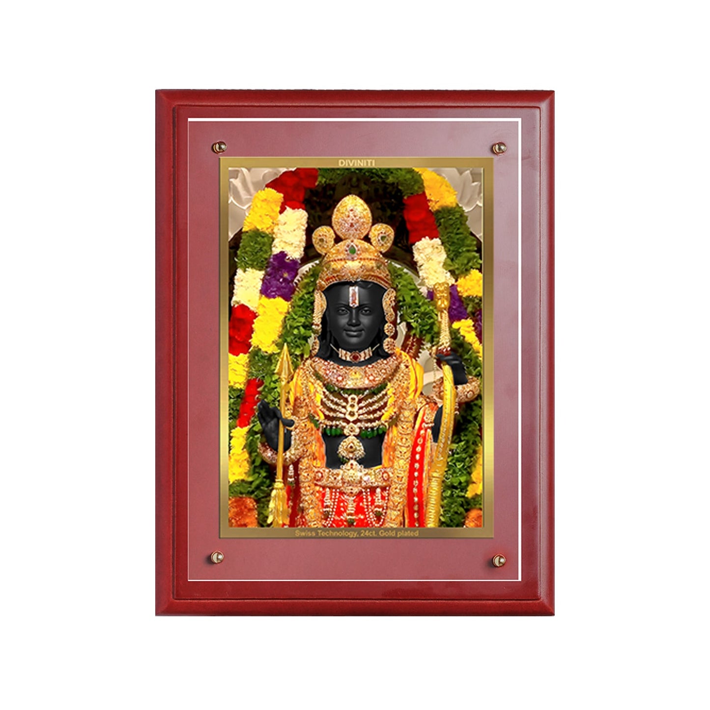 Diviniti 24K Gold Plated Ram Lalla Photo Frame For Home Decor, Wall Hanging, Table, Puja Room & Gift (30 CM X 23 CM)