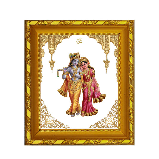 Diviniti 24K Gold Plated Radha Krishna Photo Frame for Home Decor and Tabletop (15 CM x 13 CM)