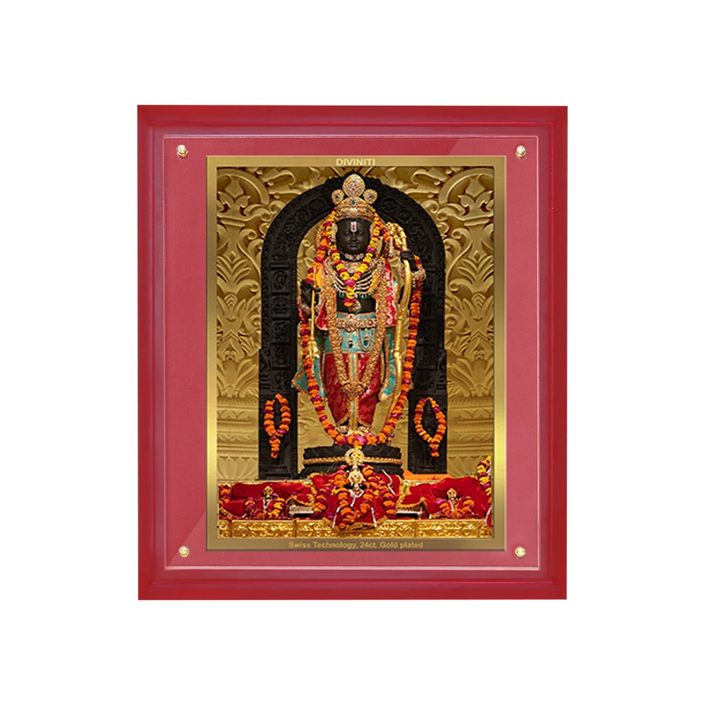 Diviniti 24K Gold Plated Ram Lalla Photo Frame for Home Decor, Wall Hanging Decor, Puja Room & Gift (36.5 CM X 30.5 CM)