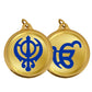 Diviniti 24K Double sided Gold Plated Pendant  KHANDA SAHIB & EK OMKAR|18 MM Flip Coin (1 PCS)