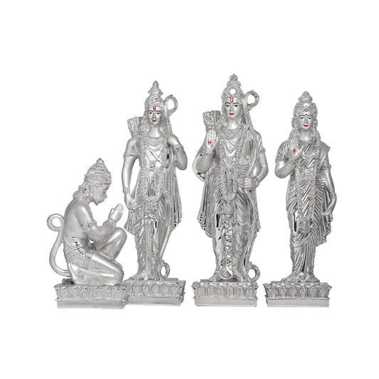 Diviniti 999 Silver Plated Ram Darbar Idol For Home Decor Showpiece, Office, Table Decor, Puja & Gift