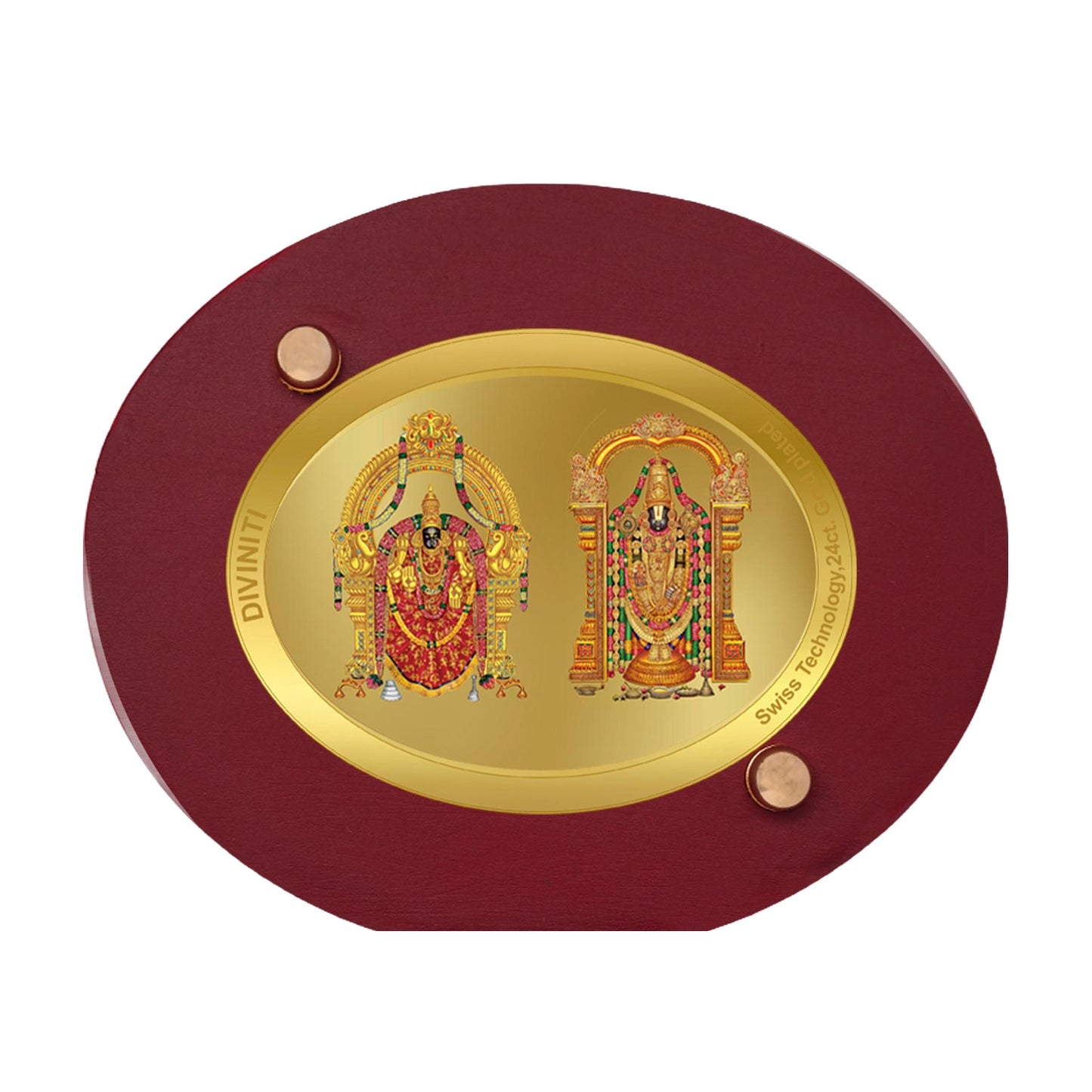 Diviniti 24K Gold Plated Padmavathi Balaji Frame for Car Dashboard, Home Decor, Table & Office (8 x 9 CM)