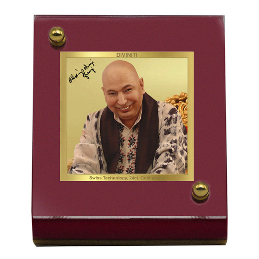 Diviniti 24K Gold Plated Guruji Frame For Car Dashboard, Home Decor Showpiece, Gift (5.5 x 6.5 CM)