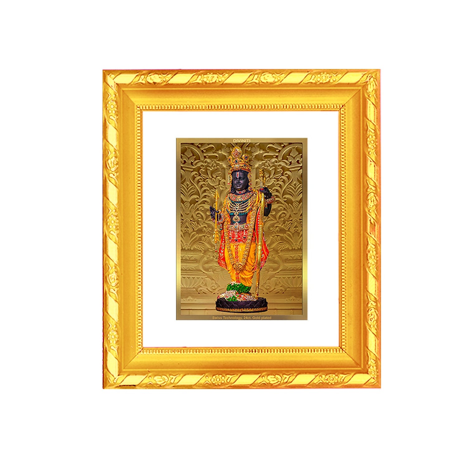 Diviniti 24K Gold Plated Ram Lalla Photo Frame For Home Decor, Table, Wall Hanging, Puja Room & Gift (13 CM X 15 CM)