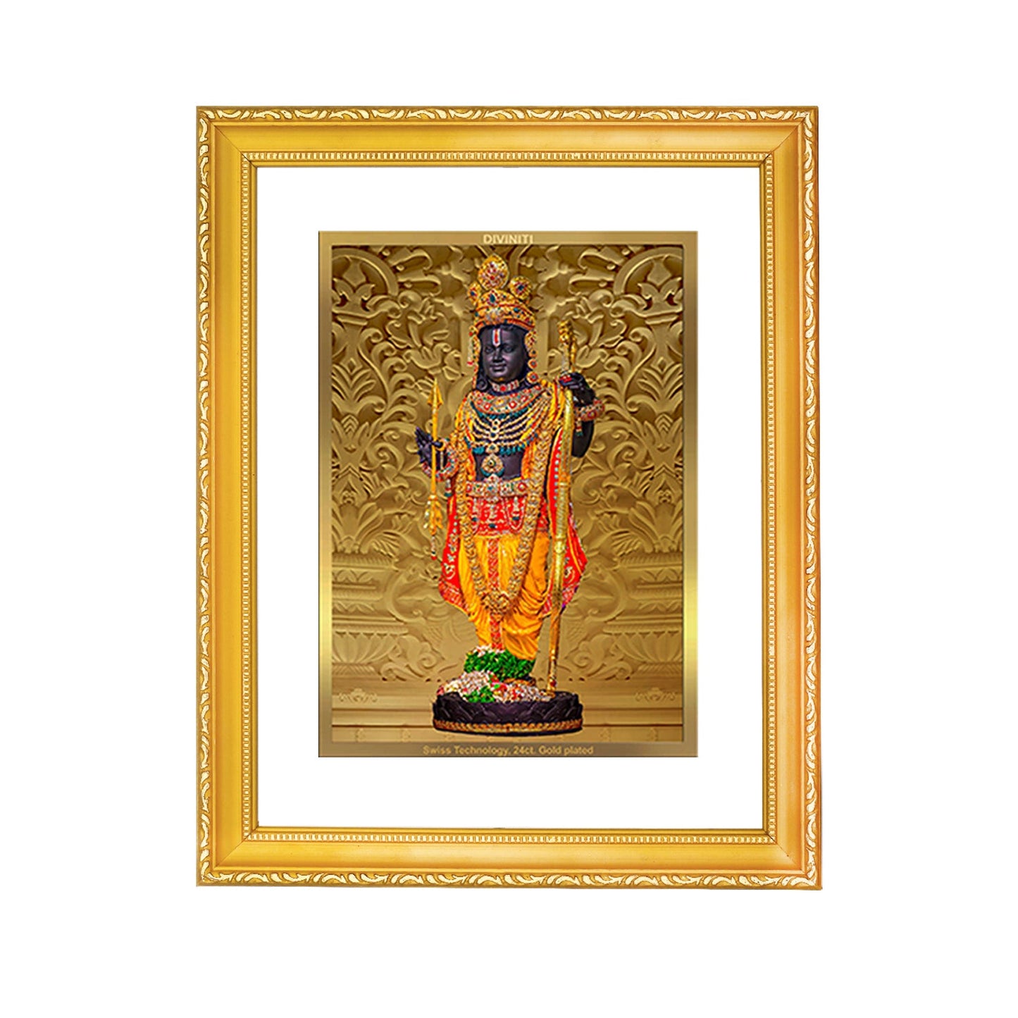 Diviniti 24K Gold Plated Ram Lalla Photo Frame For Home Decor, Table Top, Wall Hanging, Puja Room & Gift (20.8 CM X 16.7 CM)