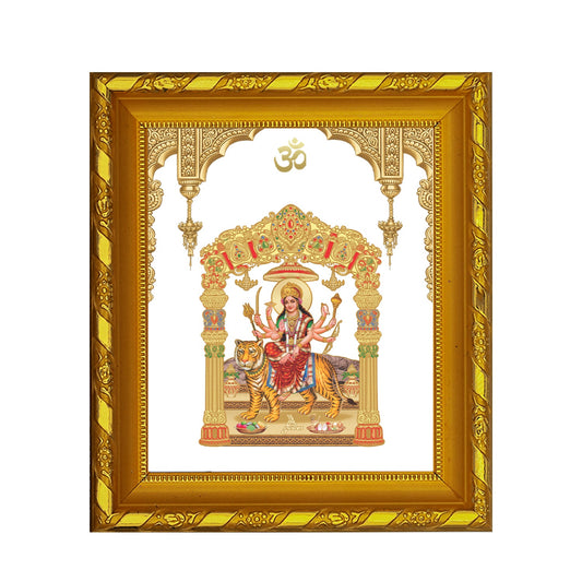 Diviniti 24K Gold Plated Durga Mata Photo Frame for Home Decor, Table (15 CM x 13 CM)