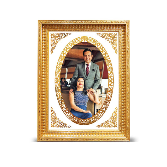 Diviniti Photo Frame With Customized Photo Printed on 24K Gold Plated Foil| Personalized Gift for Birthday, Marriage Anniversary & Celebration With Loved Ones| DG 022 Size 4.5