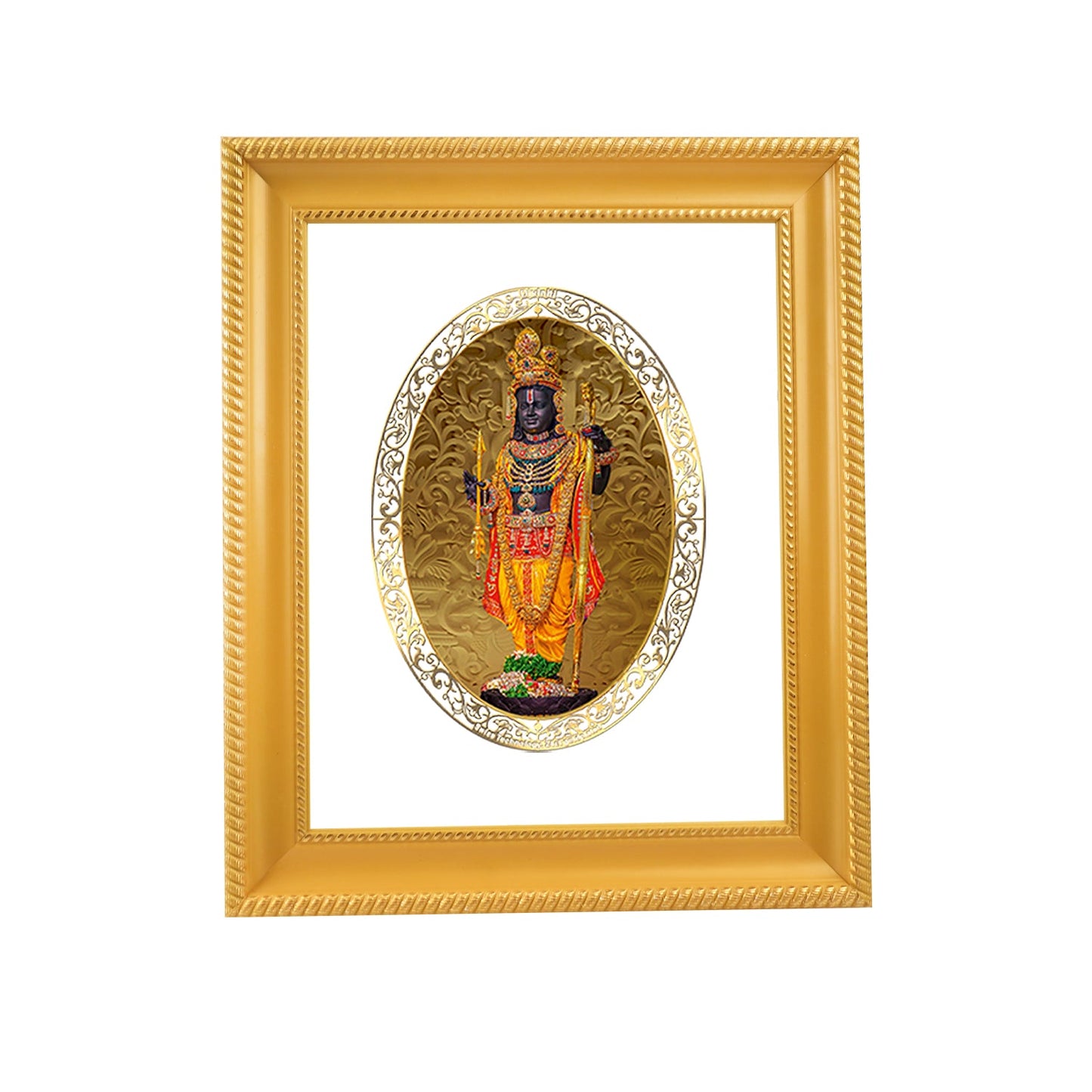 Diviniti 24K Gold Plated Ram Lalla Photo Frame For Home Decor, Table Top, Wall Hanging, Puja & Gift (28 CM X 23 CM)