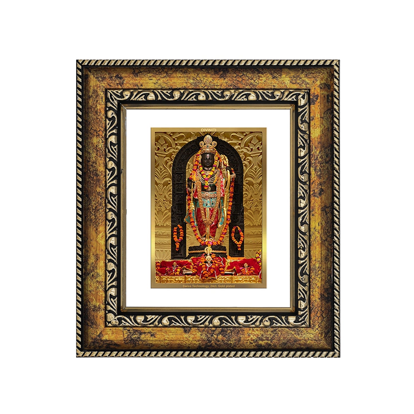 Diviniti 24K Gold Plated Ram Lalla Photo Frame For Home Decor, Wall Hanging Decor, Table, Puja Room & Gift (20.8 CM X 16.7 CM)