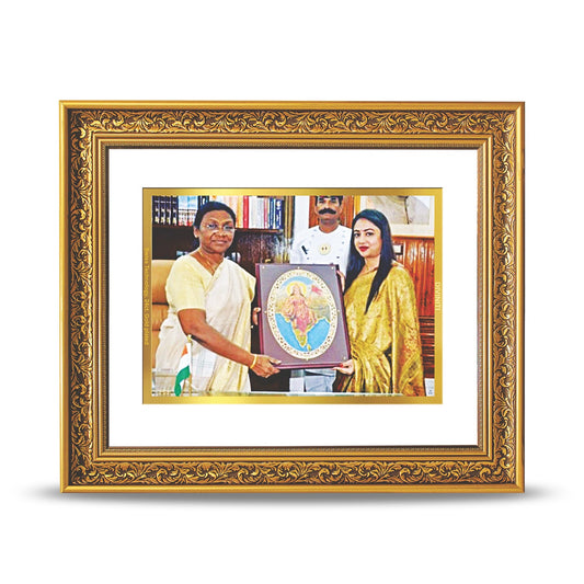 Golden Felicitation Frame in Double Glass with Image Printed on 24K Gold Plated Foil For Corporate Gifting