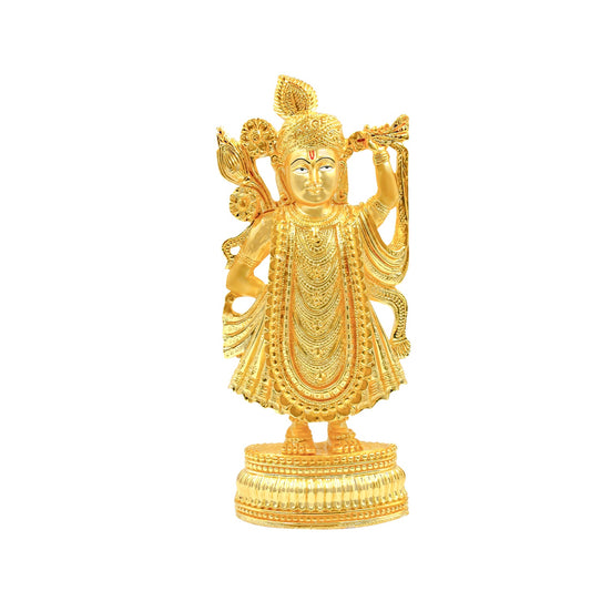 Diviniti 24K Gold Plated Shrinathji Idol for Home Decor Showpiece (25X11.5CM)