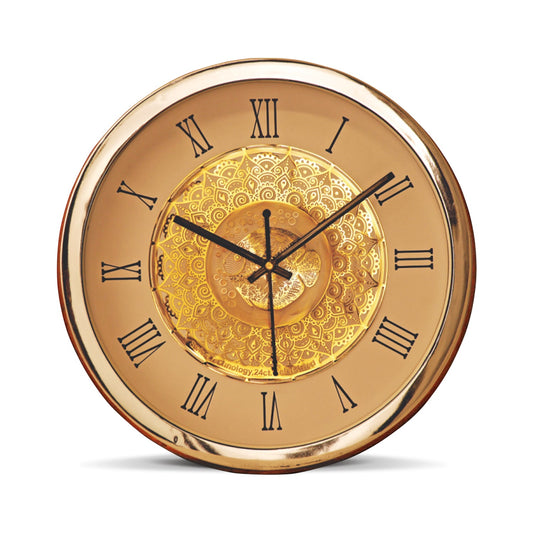 Diviniti 24K Gold Plated Round Analog Wall Clock For Wedding Gift (10 inch x 10 inch)