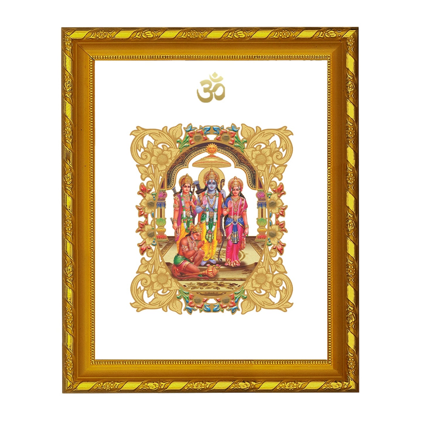 Diviniti 24K Gold Plated Ram Darbar Photo Frame for Home Decor Showpiece (21.5 CM x 17.5 CM)