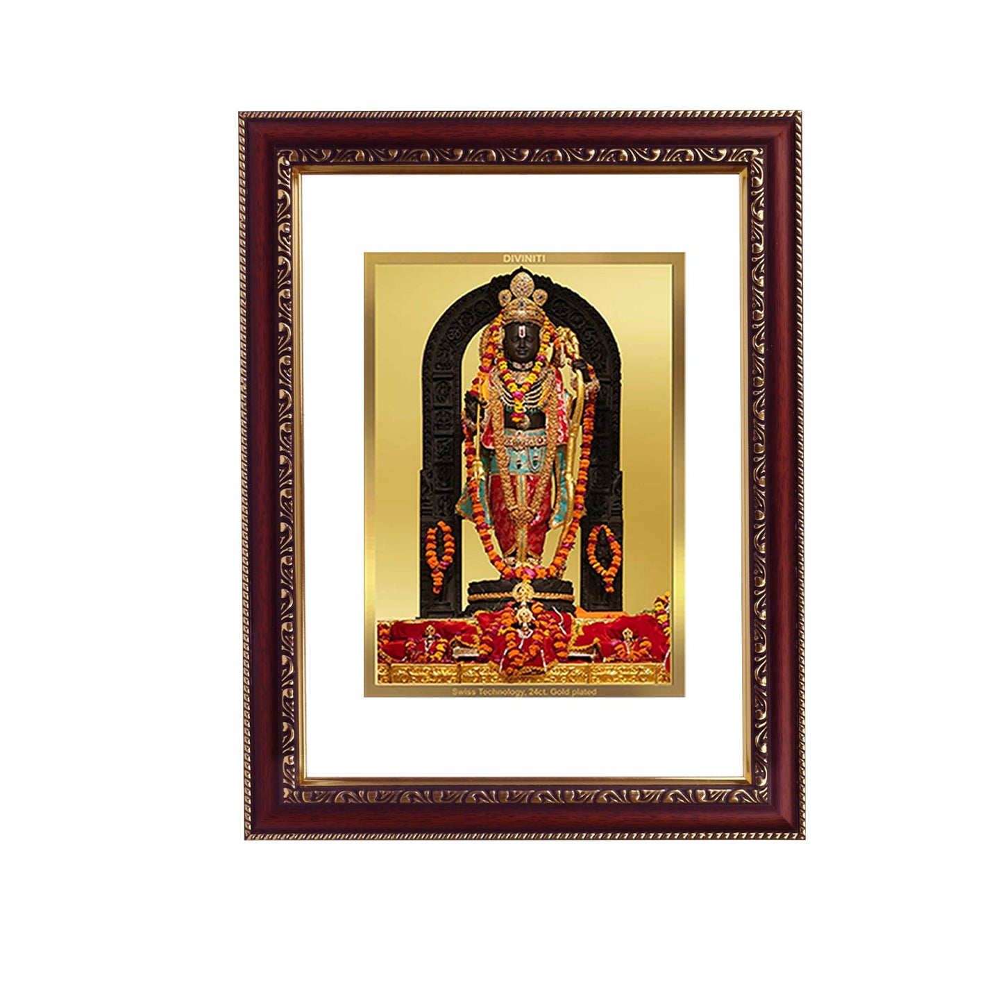 Diviniti 24K Gold Plated Ram Lalla Photo Frame For Home Decor, Wall Hanging, Table Top, Puja Room & Gift (32.5 CM X 25.5 CM)