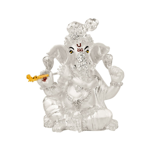 Diviniti 999 Silver Plated Ganesha Idol for Home Decor Showpiece (11X8.5CM)