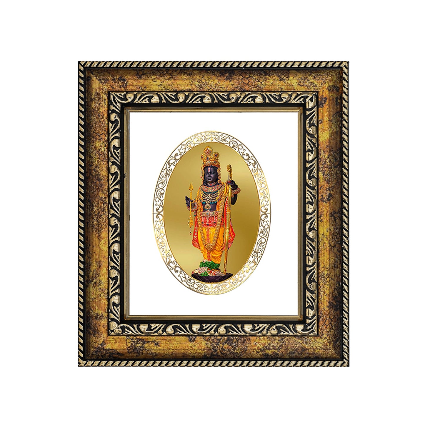 Diviniti 24K Gold Plated Ram Lalla Photo Frame For Home Decor, Table Top, Wall Hanging, Puja Room & Gift (20.8 CM X 16.7 CM)