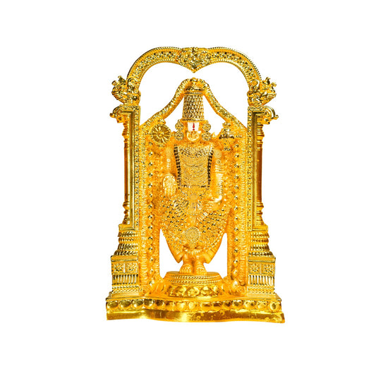 Diviniti 24K Gold Plated Tirupati Balaji Idol for Home Decor Showpiece (20X13CM)