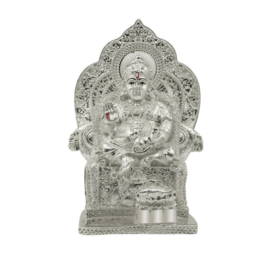 Diviniti 999 Silver Plated Kuber Idol for Home Decor Showpiece (17.5 X 12 CM)