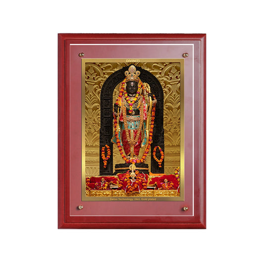 Diviniti 24K Gold Plated Ram Lalla Photo Frame For Home Decor, Wall Decor, Table, Puja Room & Gift (30 CM X 23 CM)