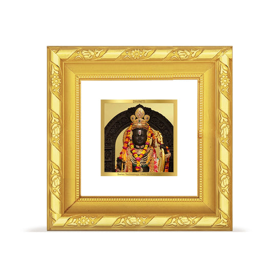 Diviniti 24K Gold Plated Ram Lalla Photo Frame For Home Decor, Table Top, Worship & Gift (10 CM X 10 CM)