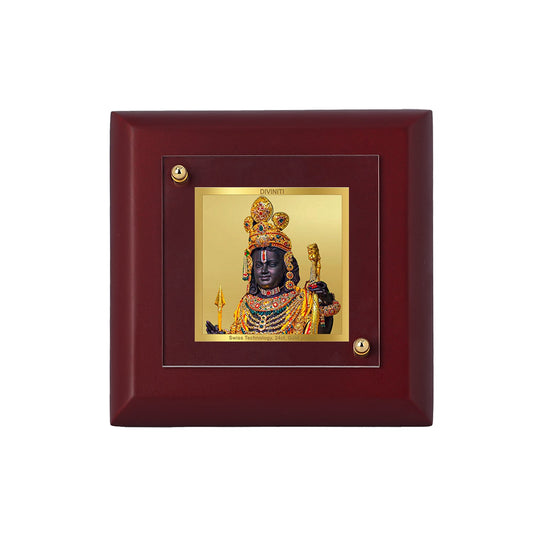 Diviniti 24K Gold Plated Ram Lalla Photo Frame For Home Decor Showpiece, Table Decor, Puja Room & Gift (10 CM X 10 CM)