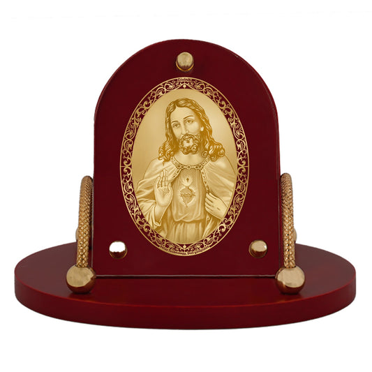 Diviniti 24K Gold Plated Jesus Frame for Car Dashboard, Home Decor, Table & Office (8 CM x 9 CM)