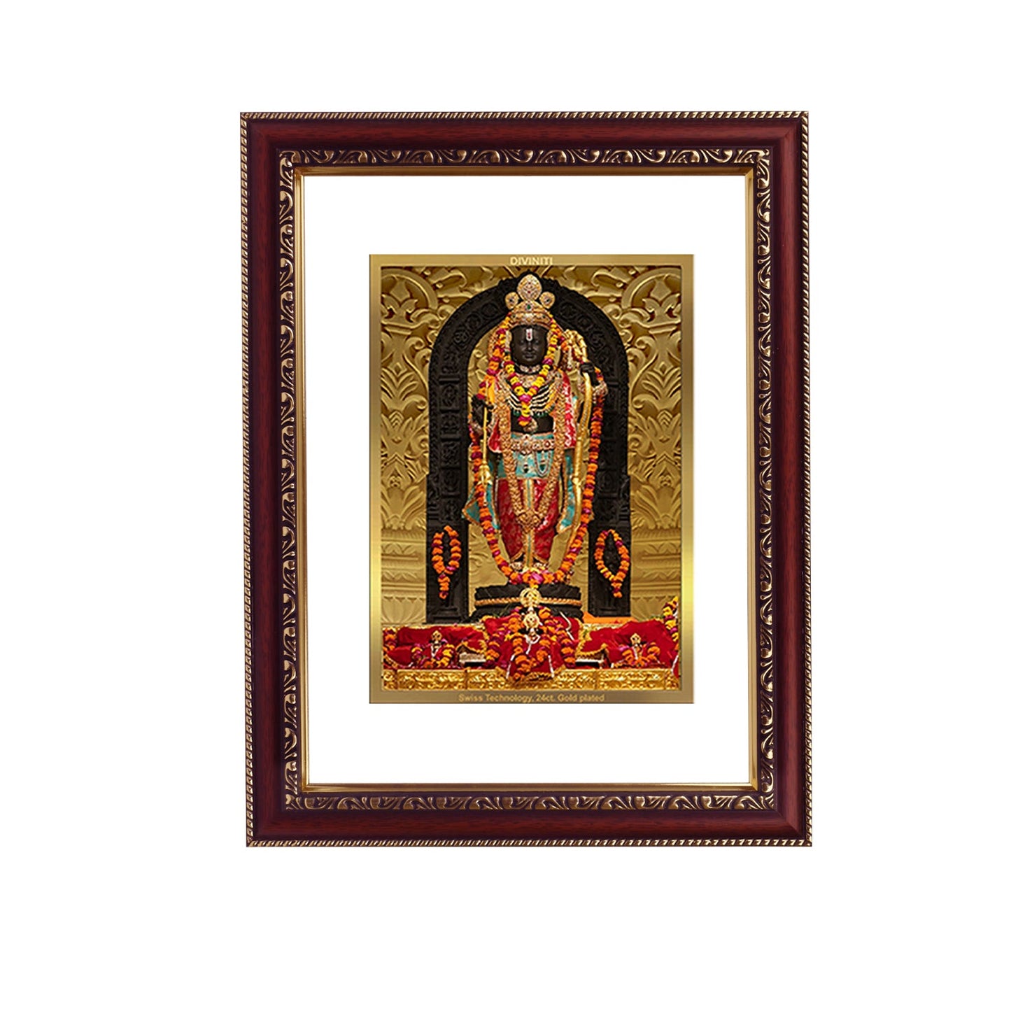 Diviniti 24K Gold Plated Ram Lalla Photo Frame For Home Decor, Wall Hanging, Table, Puja Room & Gift (32.5 CM X 25.5 CM)