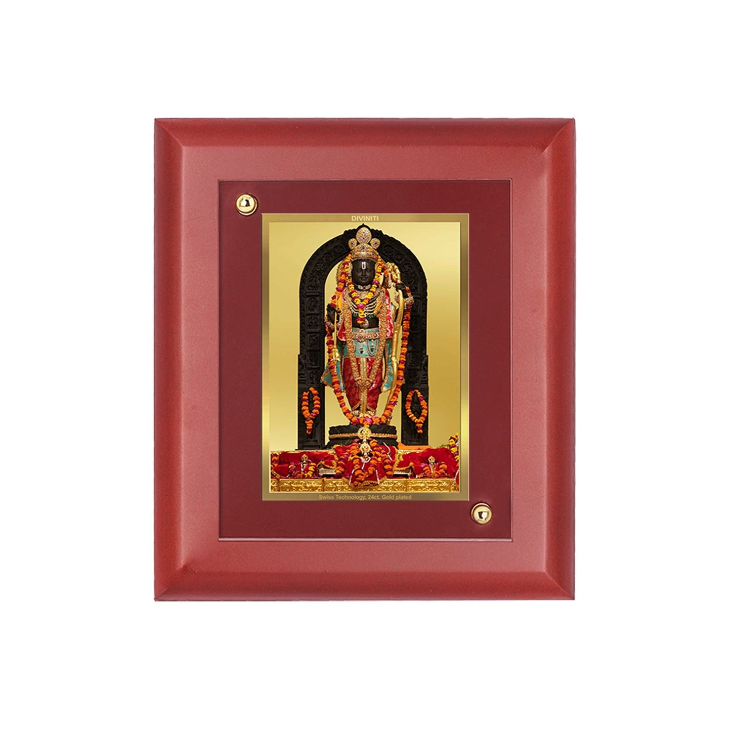 Diviniti 24K Gold Plated Ram Lalla Photo Frame For Home Decor, Wall Decor, Table Top, Puja Room & Gift (16 CM X 20 CM)