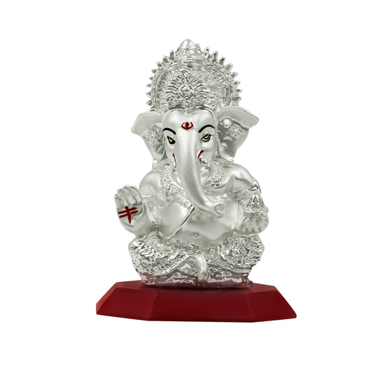 Diviniti 999 Silver Plated Ganesha Idol for Home Decor Showpiece (10X7CM)