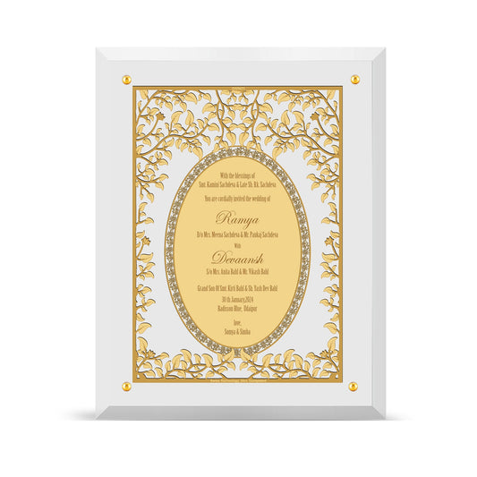 Diviniti Customized Designer Wedding Card on 24K Gold Plated Foil For Marriage Invitation