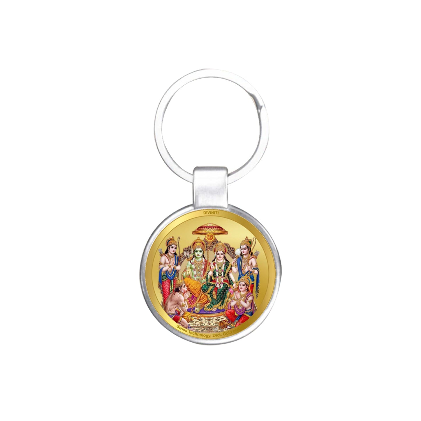 Diviniti 24K Gold Plated Ram Darbar Key Chain with Metallic Ring (7.5 CM X 4.0 CM)