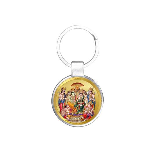 Diviniti 24K Gold Plated Ram Darbar Key Chain with Metallic Ring (7.5 CM X 4.0 CM)