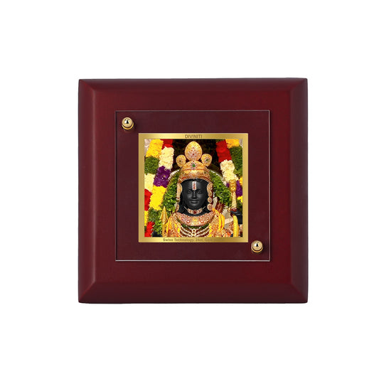 Diviniti 24K Gold Plated Ram Lalla Photo Frame For Home Decor Showpiece, Table Top, Puja Room & Gift (10 CM X 10 CM)