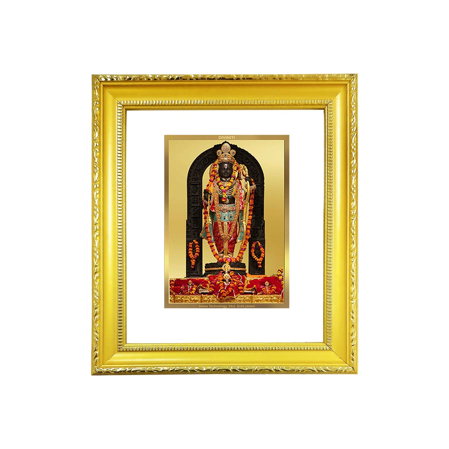 Diviniti 24K Gold Plated Ram Lalla Photo Frame For Home Decor, Table Decor, Wall Hanging, Puja Room & Gift (20.8 CM X 16.7 CM)