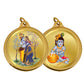 Diviniti 24K Double sided Gold Plated Pendant  RADHA KRISHNA & BALGOPAL|18 MM Flip Coin (1 PCS)