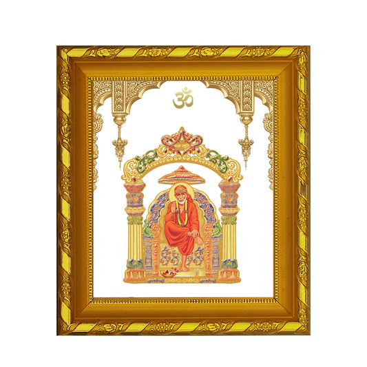 Diviniti 24K Gold Plated Sai Baba Photo Frame for Home Decor, Table (15 CM x 13 CM)