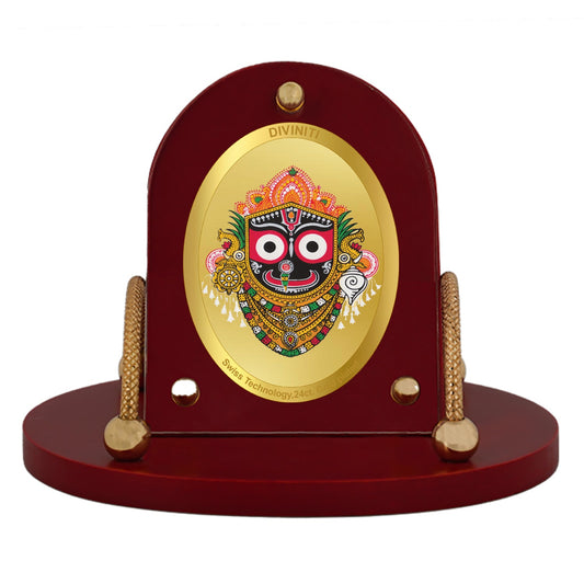 Diviniti 24K Gold Plated Jagannath Ji Frame for Car Dashboard, Home Decor, Table & Office (8 CM x 9 CM)