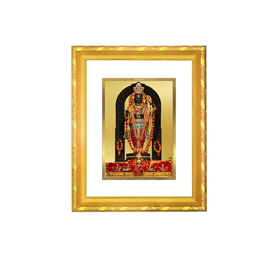 Diviniti 24K Gold Plated Ram Lalla Photo Frame For Home Decor, Table Top, Wall Hanging, Puja Room & Gift (20.8 CM X 16.7 CM)